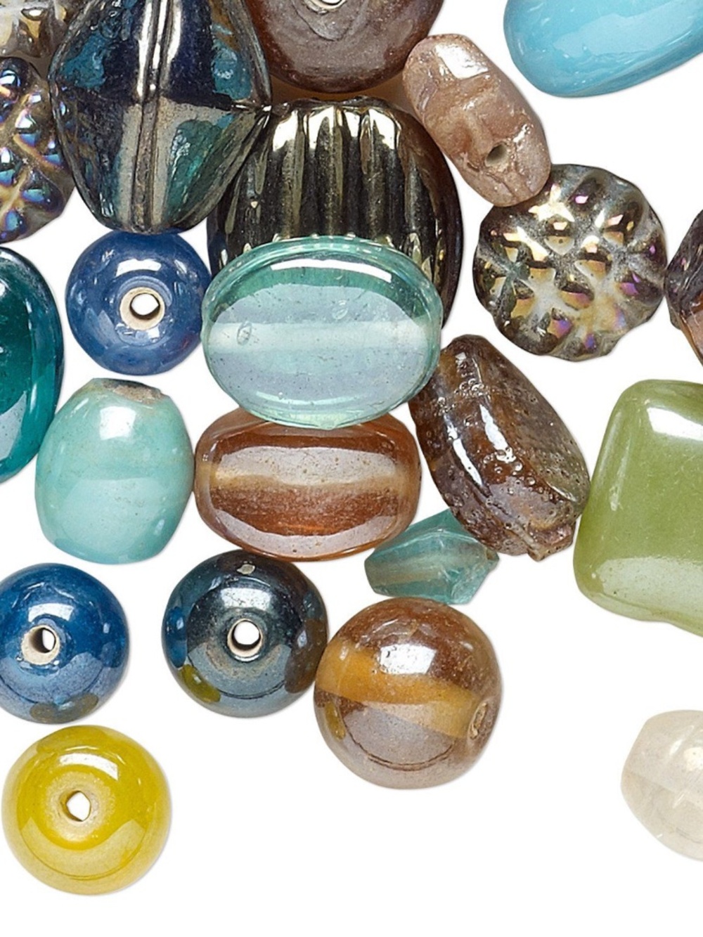 Mixed Glass Bead Lot Assorted Shapes Sizes Jewelry Making Craft Bundle Bulk